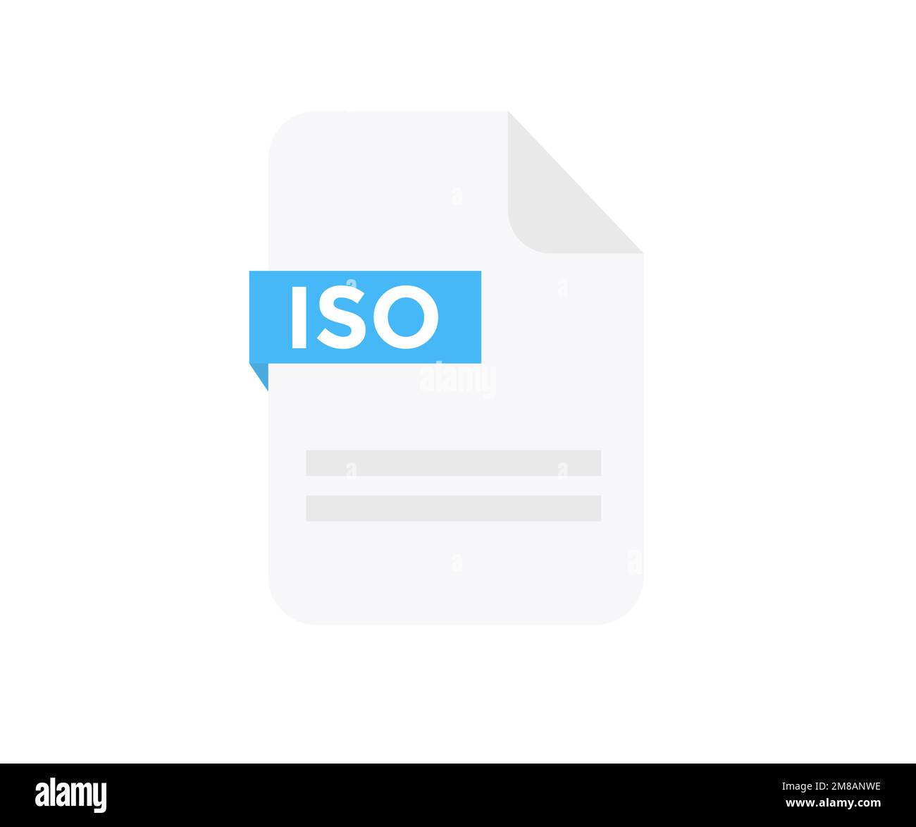 Formato file logo ISO. Icona del file del documento. Elemento per applicazioni, siti Web e servizi dati. Formato ed estensione dei documenti disegno vettoriale. Illustrazione Vettoriale