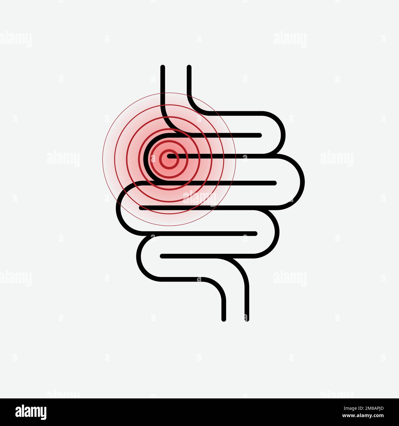 Epicentro dolore gonfiore addominale Illustrazione Vettoriale