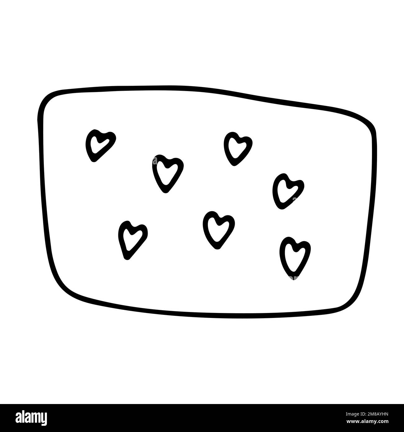 Doodle carta con cuore carino. Chat di messaggi disegnata a mano su sfondo bianco. Segno di comunicazione, chiacchierata, dialogo per posta, San Valentino, amore. Telefono, l Illustrazione Vettoriale