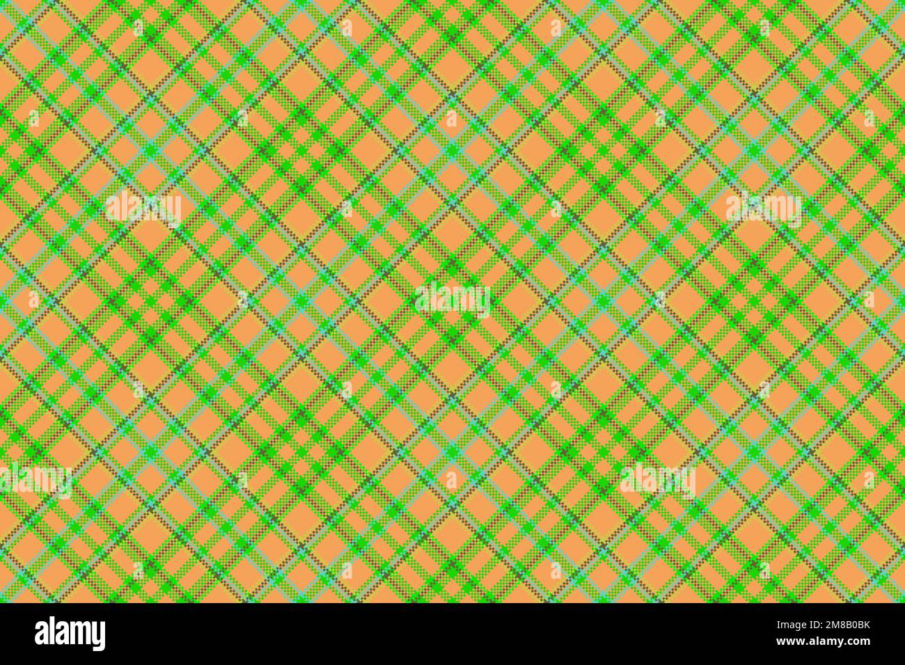 Tessuto texture tartan. Tessuto senza cuciture a plaid. Controllo vettoriale dello sfondo del motivo nei colori verde e giallo. Illustrazione Vettoriale