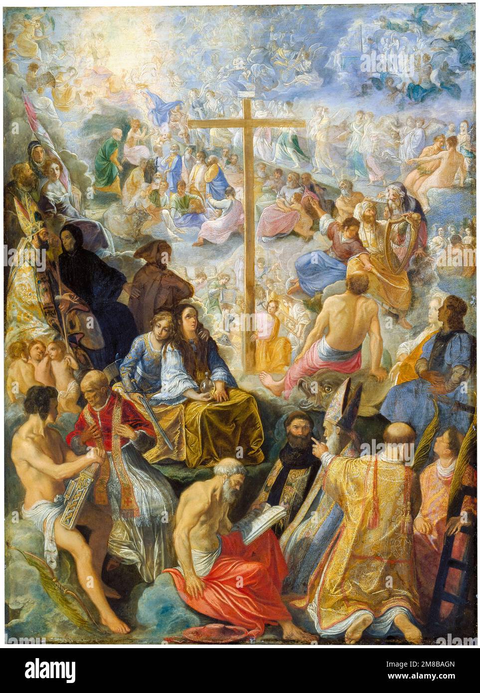 Adam Elsheimer pittura, la pala d'altare dell'esaltazione della vera Croce (pannello centrale), olio su rame, 1603-1605 Foto Stock