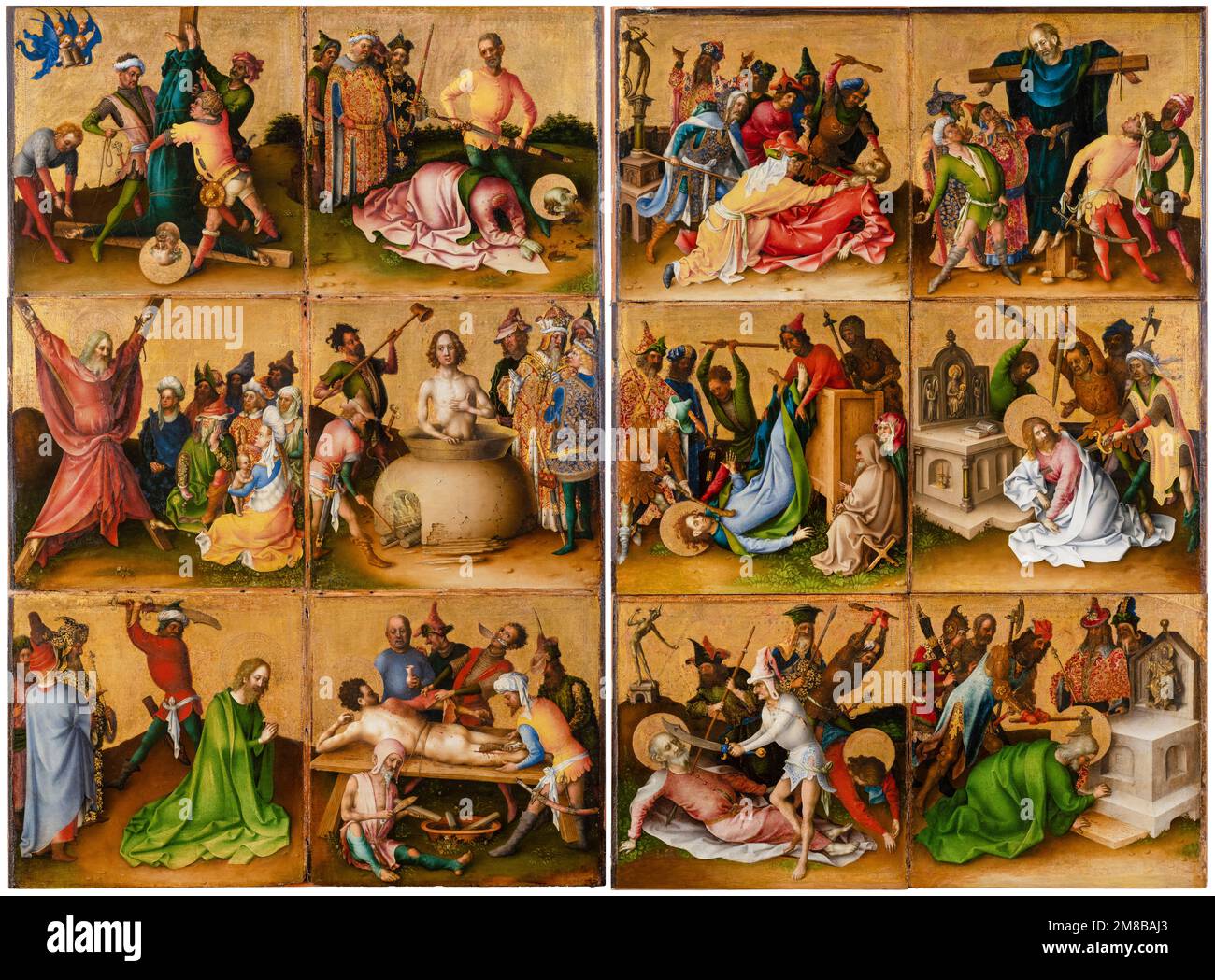 Il martirio degli Apostoli, dipinto in mezzi misti su noce di Stefan Lochner, dopo il 1435 Foto Stock