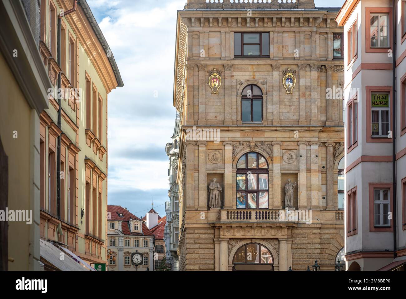 Czech Savings Bank Galleria edificio ex Rytirska Street palazzo - Praga, Repubblica Ceca Foto Stock