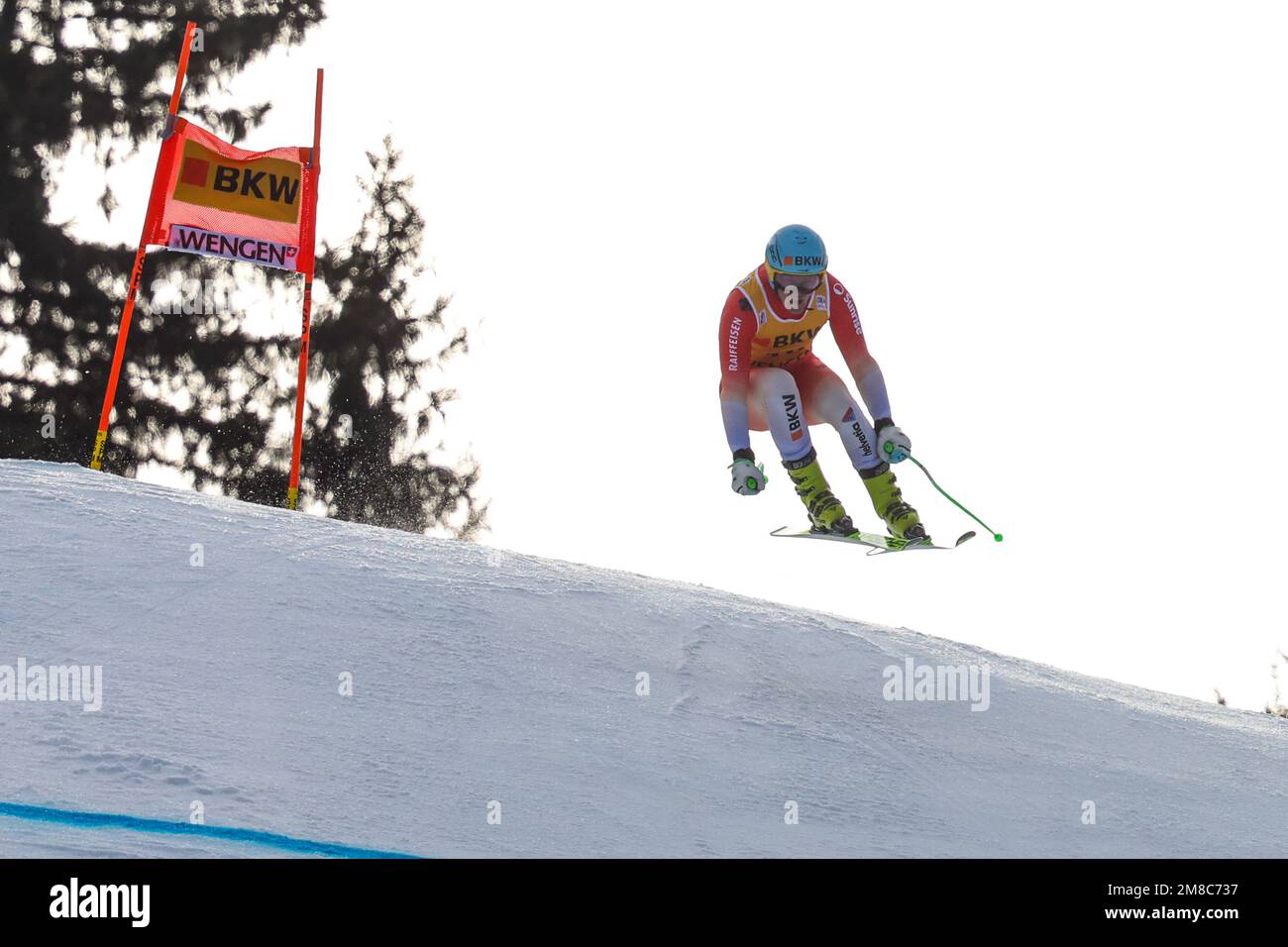 Wengen, Svizzera, 13/01/2023, 2023 FIS ALPINE WORLD CUP SKI , SG MEN&#XA;Wengen, Swiss, sui&#XA;2023-01-13 - Venerdì&#XA;immagini Mostra ROGENTIN Stefan (sui) SECONDO CLASSIFICATO Foto Stock