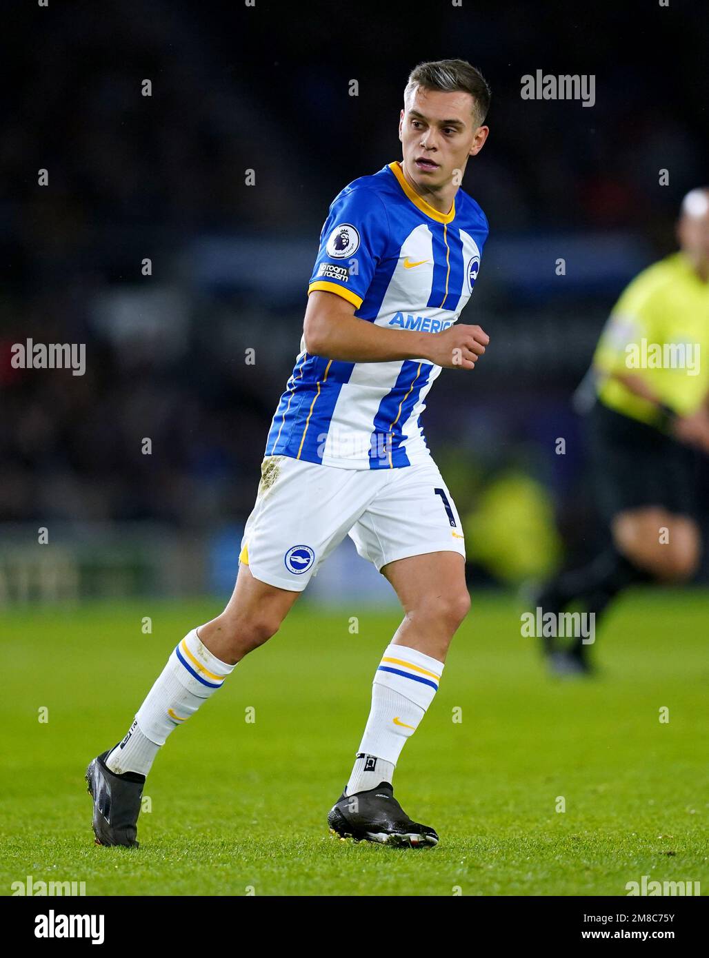 Foto del file datata 31-12-2022 di Leandro Trossard di Brighton e Hove Albion, che mancherà il gioco della Premier League di sabato contro Liverpool a causa di problemi disciplinari, ma il capo allenatore Roberto De Zerbi è aperto alla riconciliazione. Data di emissione: Venerdì 13 gennaio 2023. Foto Stock