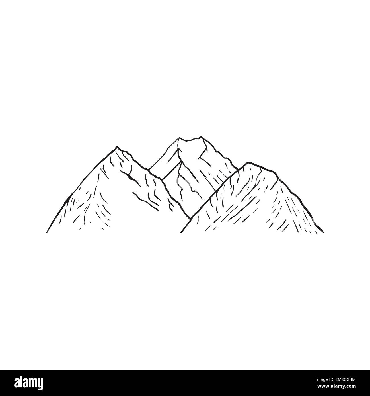 Illustrazione vettoriale disegnata a mano del paesaggio montano, vettore Illustrazione Vettoriale