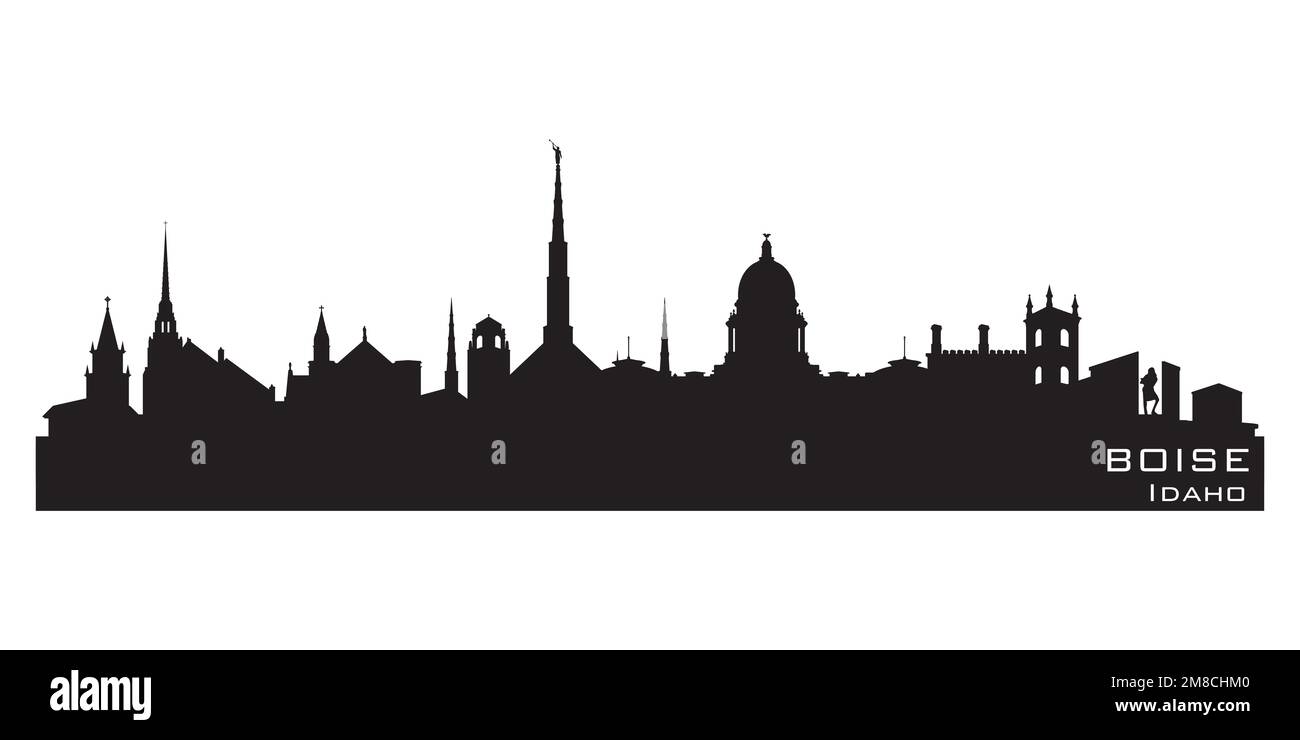 Profilo vettoriale dettagliato dello skyline della città di Boise Idaho Illustrazione Vettoriale