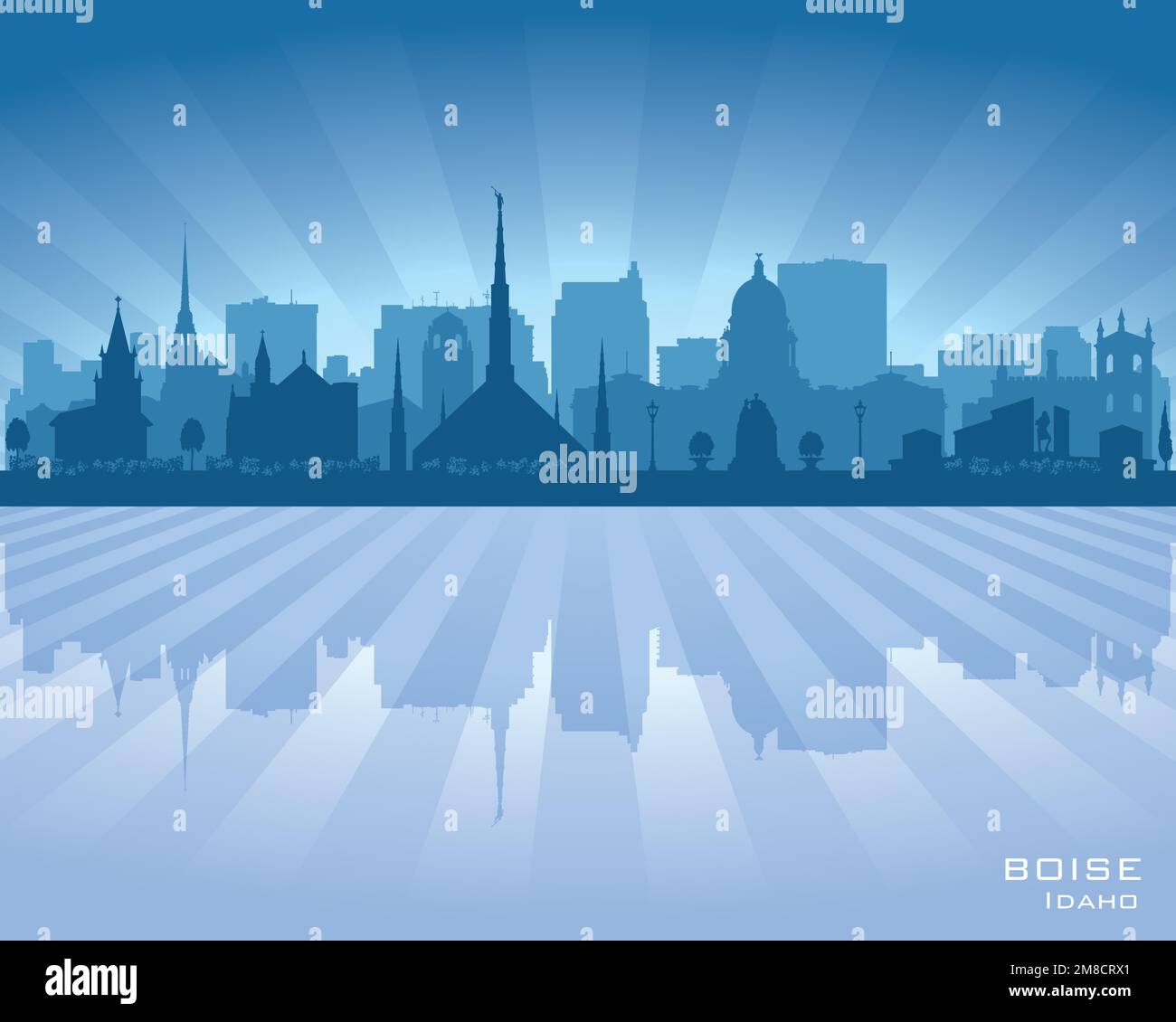 Illustrazione della silhouette vettoriale dello skyline della città di Boise Idaho Illustrazione Vettoriale