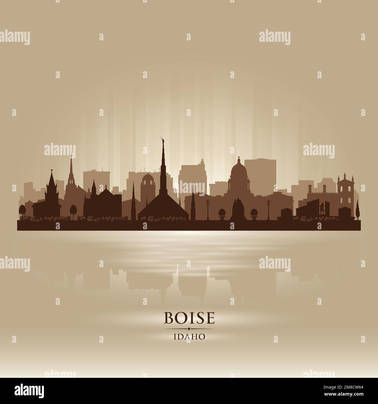 Illustrazione della silhouette vettoriale dello skyline della città di Boise Idaho Illustrazione Vettoriale