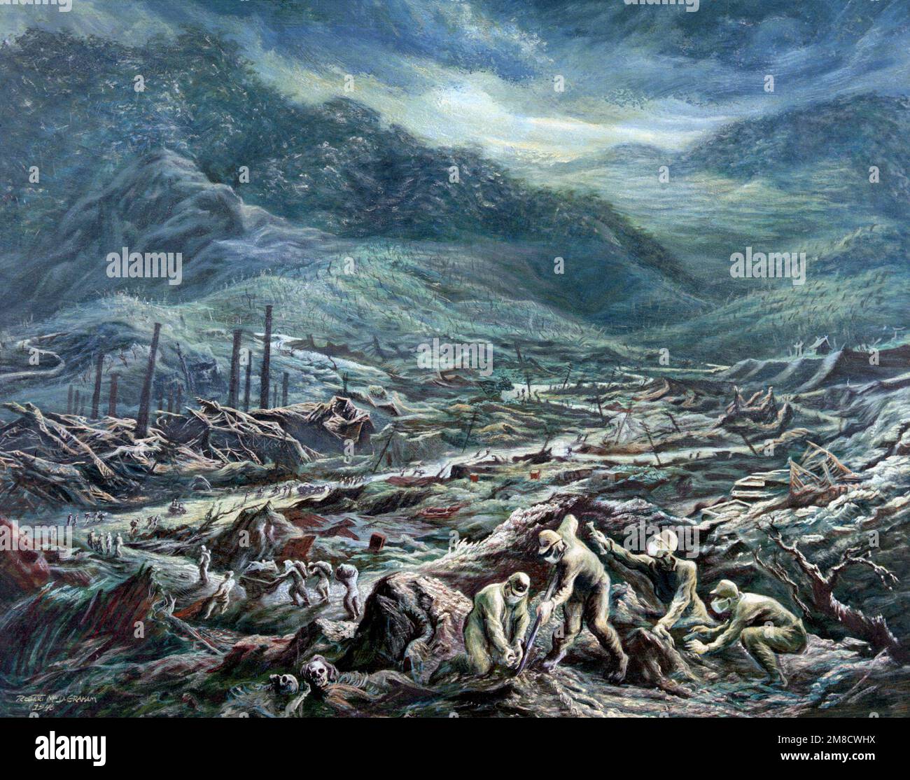 Illustrazione: 'Atomic Landscape' Nagasaki, Giappone 1946 - artista: Robert Graham numero di catalogo: 35,3.46. Paese: Sconosciuto Foto Stock