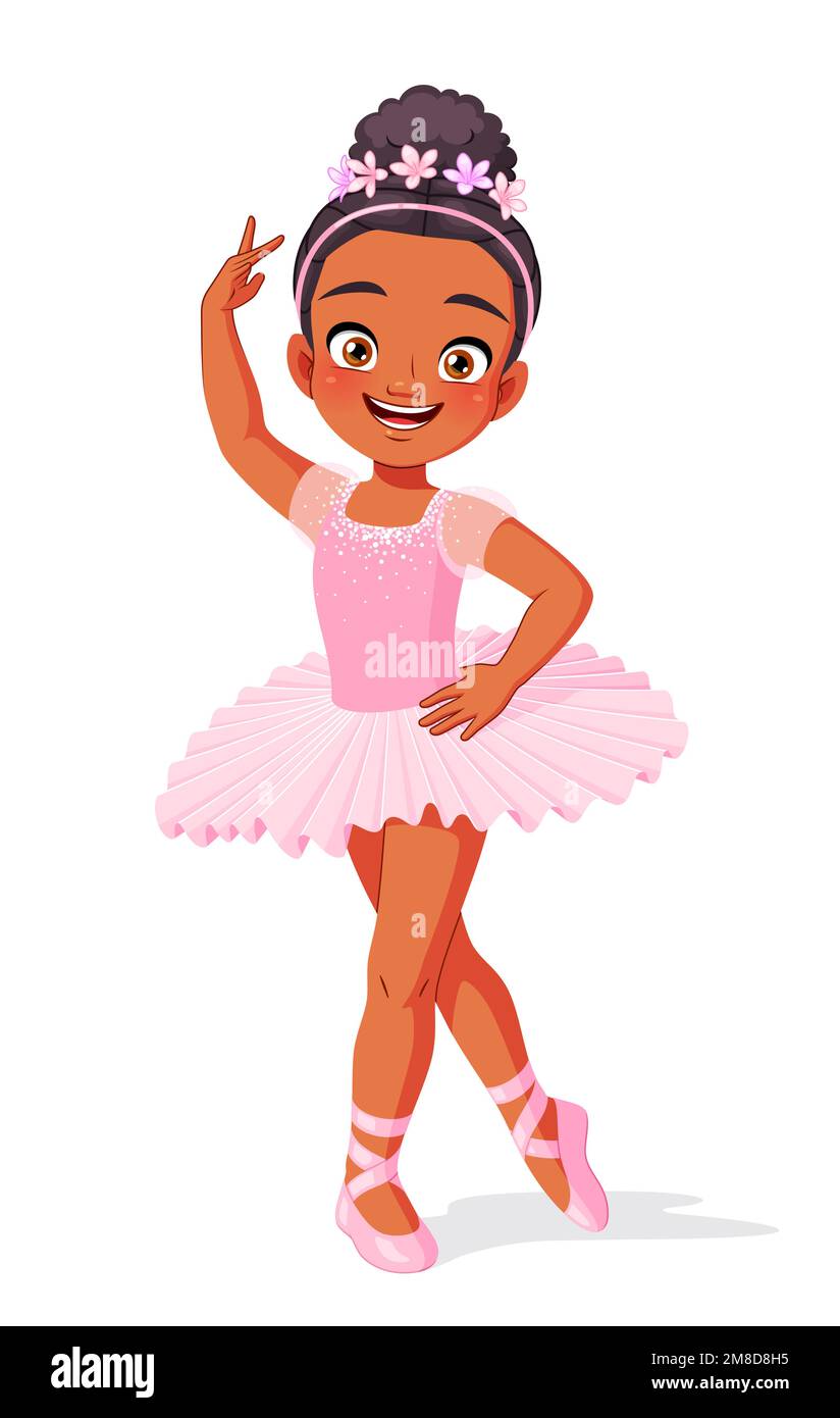 Ballerina afroamericana in tutu rosa. Illustrazione del vettore cartoon  Immagine e Vettoriale - Alamy
