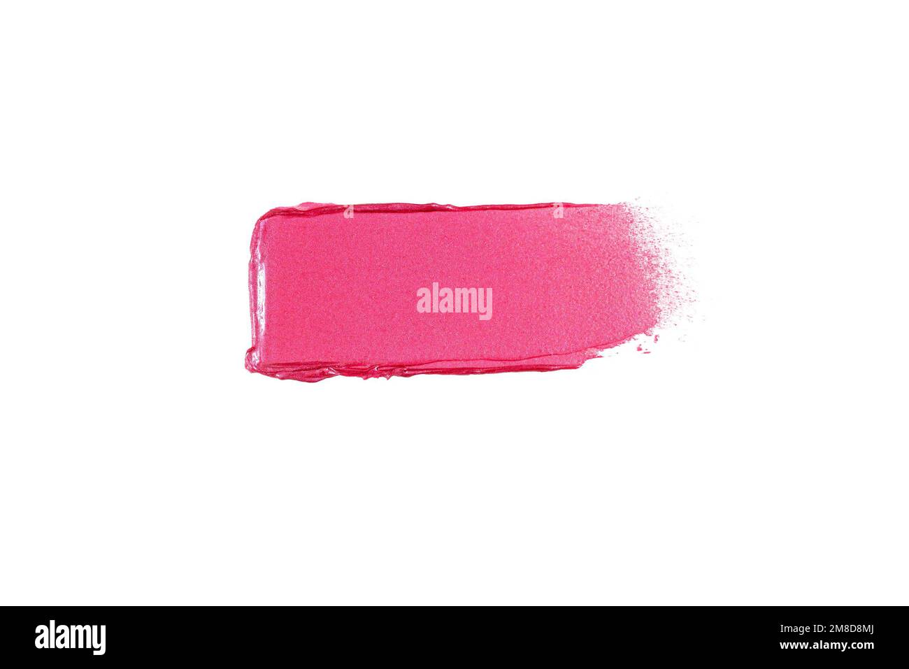 Rossetto rosa brillante o lucidalabbra con macchie di colore più brillante e uniforme. Campione di sbavatura cosmetica per il design del prodotto di trucco. Foto Stock