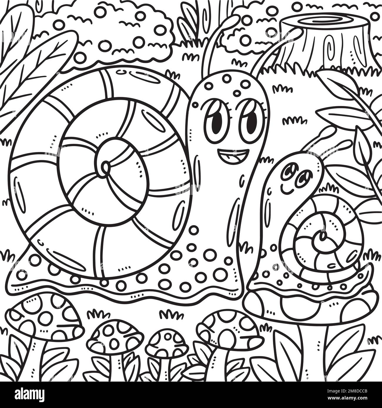 Pagina da colorare di lumaca madre e di lumaca bambino per i capretti Illustrazione Vettoriale Pagina da colorare di lumaca madre e di lumaca bambino per i capretti Illustrazione Vettoriale