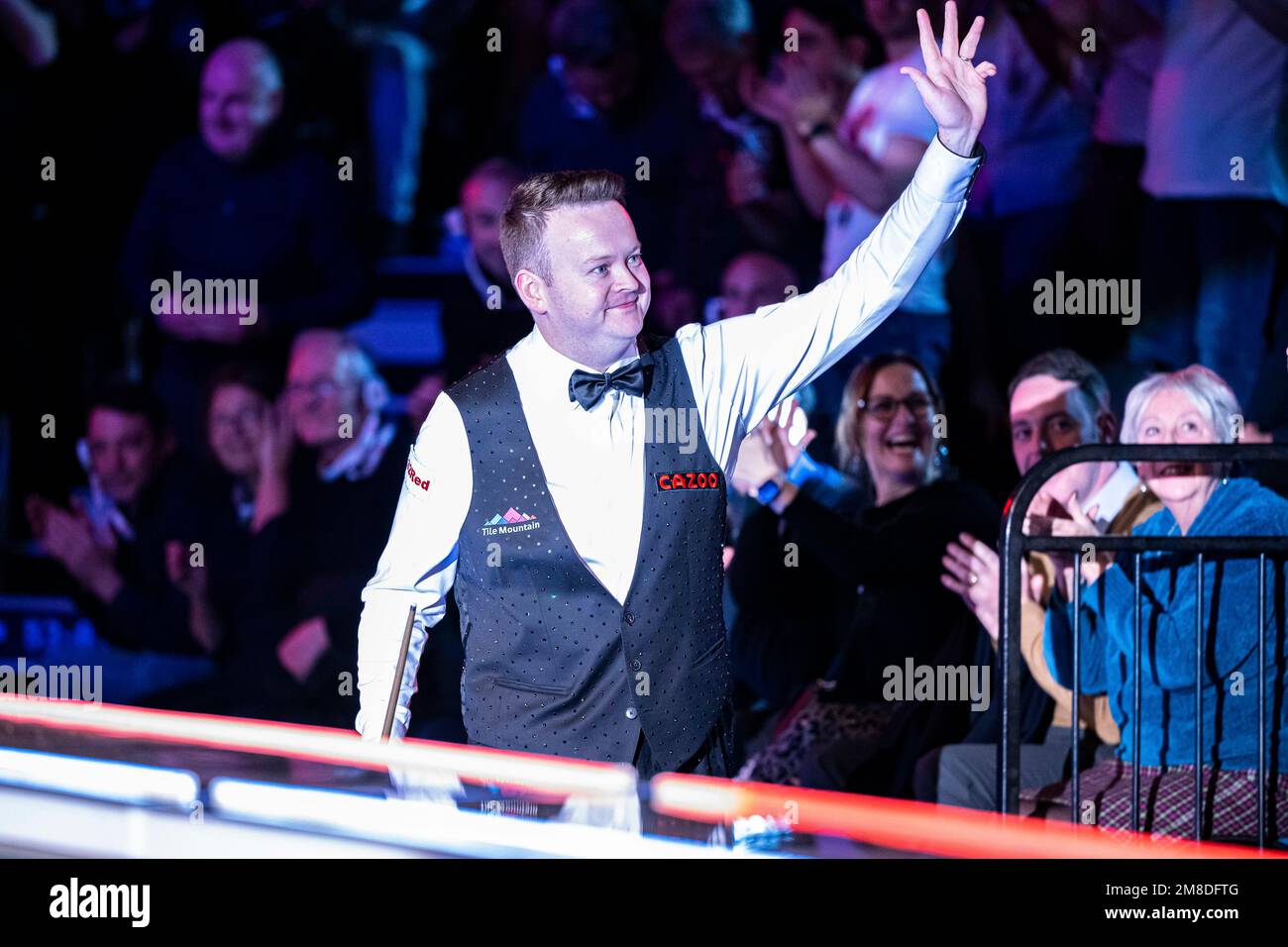 Londra, Regno Unito. 13th Jan, 2023. Shaun Murphy entra nell'arena per le quarti di finale durante le partite di Cazoo Master 2023 Day 6 Quarter Finals all'Alexandra Palace venerdì 13 gennaio 2023 a LONDRA INGHILTERRA. Credit: Taka G Wu/Alamy Live News Foto Stock