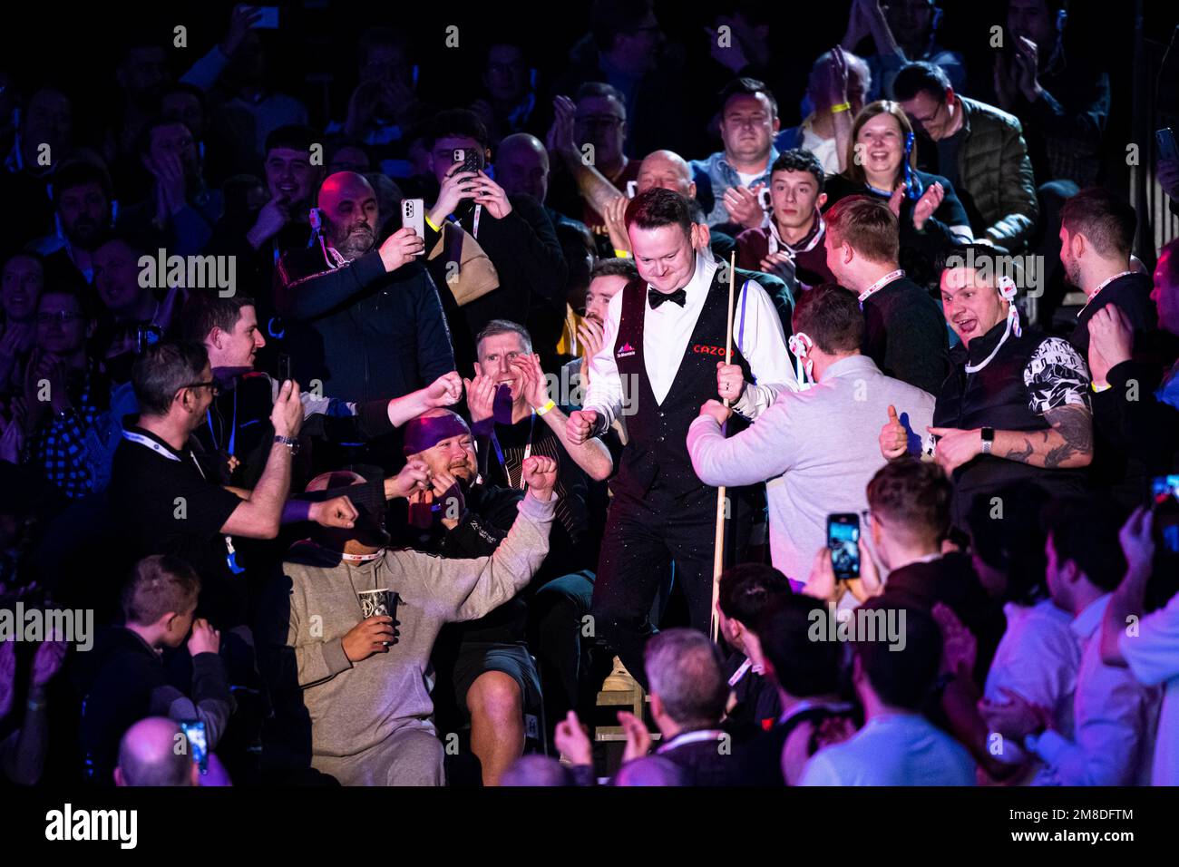 Londra, Regno Unito. 13th Jan, 2023. Shaun Murphy entra nell'arena per le quarti di finale durante le partite di Cazoo Master 2023 Day 6 Quarter Finals all'Alexandra Palace venerdì 13 gennaio 2023 a LONDRA INGHILTERRA. Credit: Taka G Wu/Alamy Live News Foto Stock