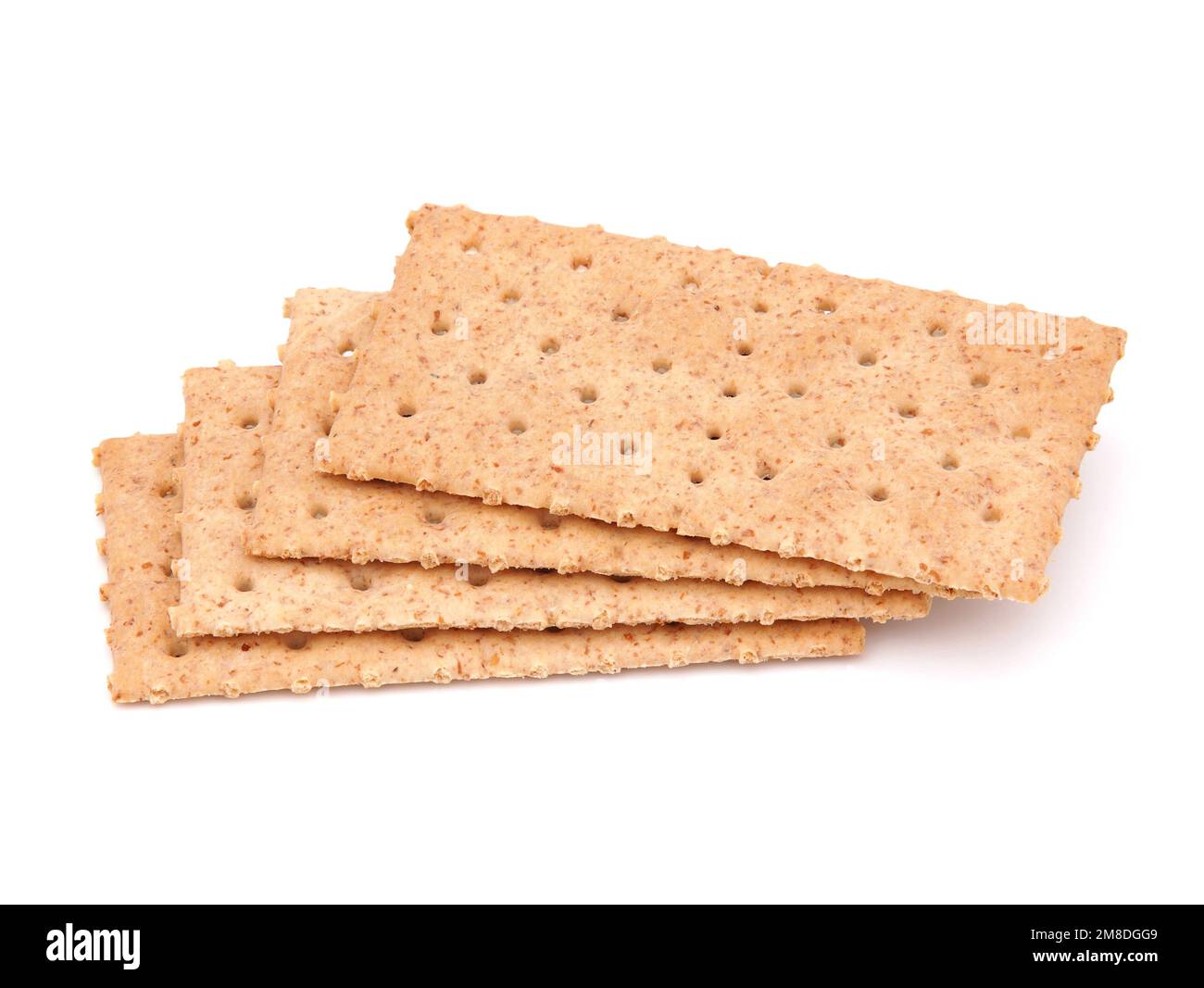 Cracker di grano intero isolato su bianco Foto Stock
