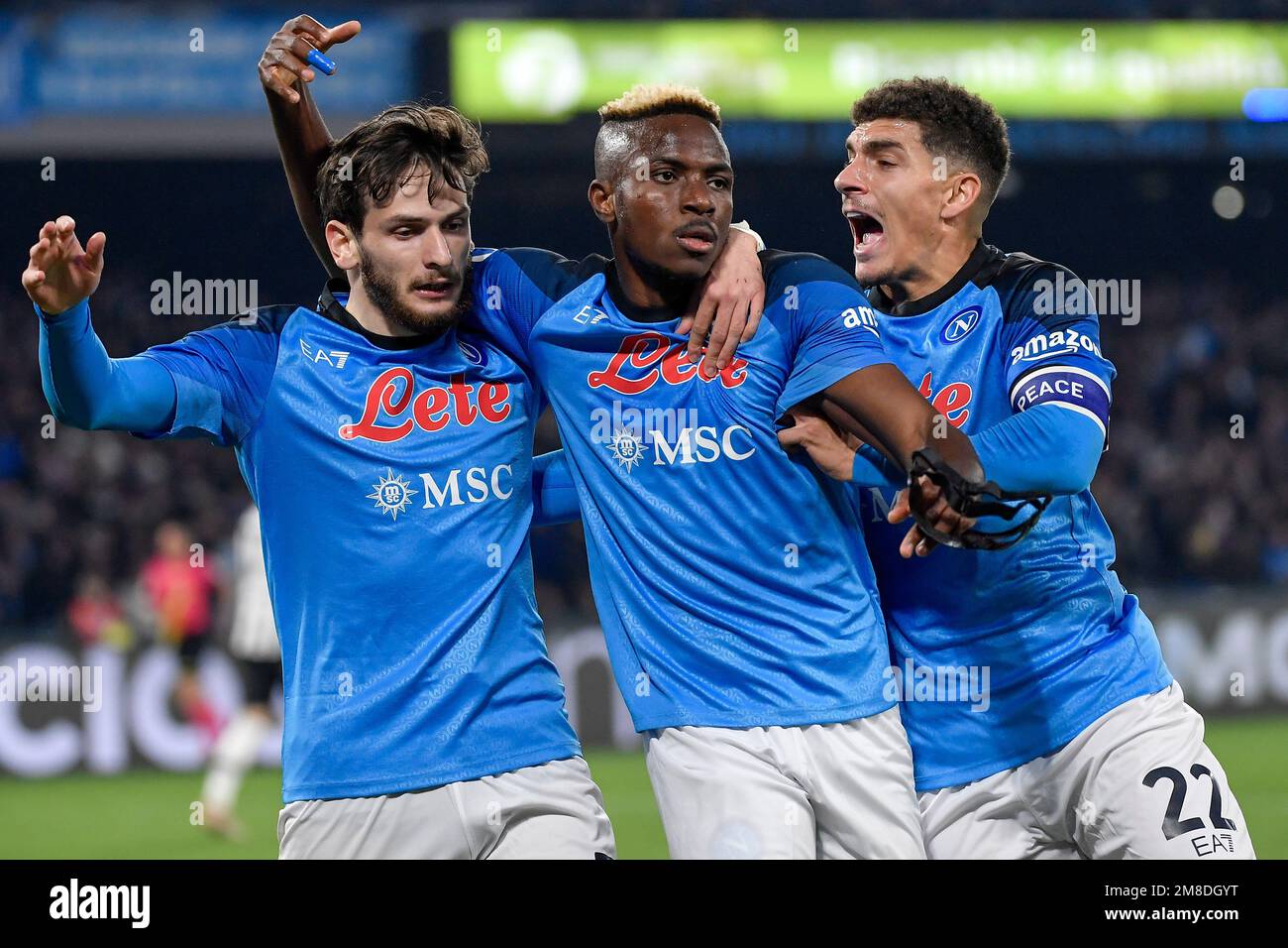 3 Cartes Postales Officielles Autographiées - Osimhen & Kvartskhelia (SSC Napoli) - Saison 2023-24
