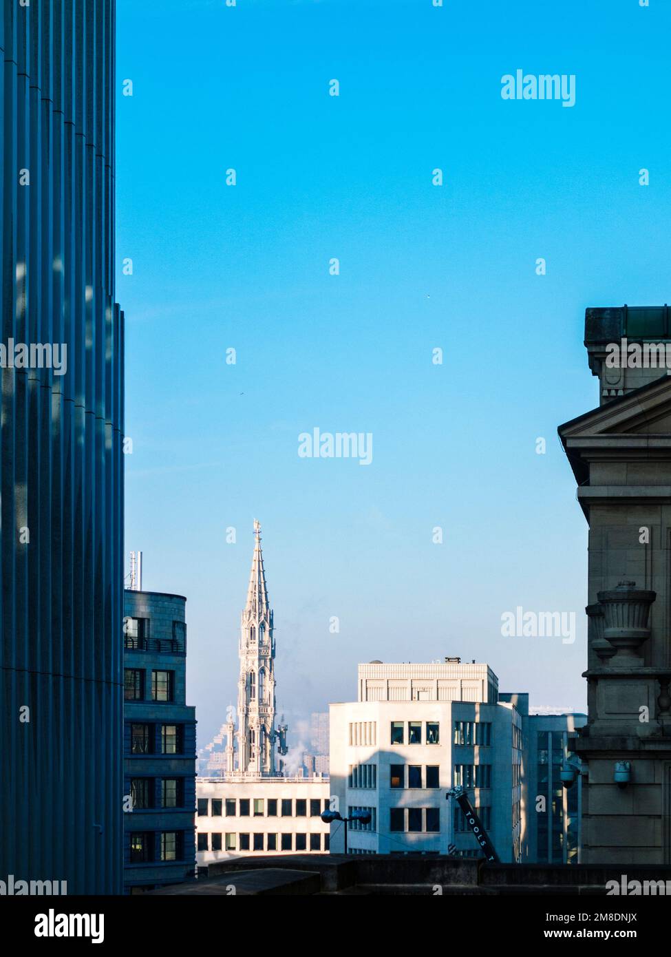 Il paesaggio urbano di Bruxelles visto dal Mont des Arts Foto Stock