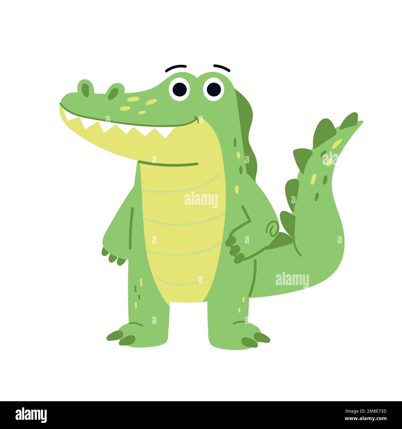 simpatica illustrazione a coccodrillo. carattere coccodrillo di bambino cartone animato .vettore isolato su sfondo bianco Illustrazione Vettoriale