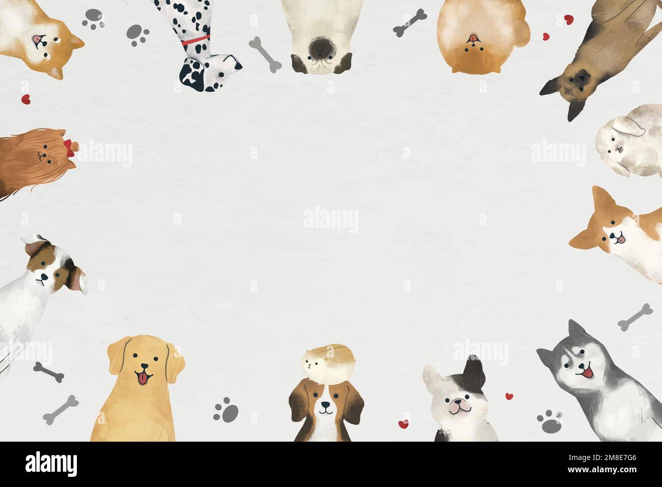 Telaio con vettore cani su sfondo bianco Illustrazione Vettoriale