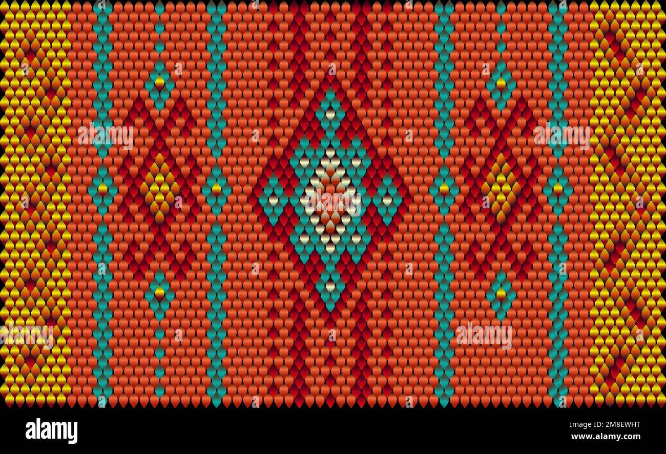 Ornamento, mosaico, etnico, modello folcloristico. È realizzato in colori luminosi, succosi e perfettamente coordinati. Illustrazione Vettoriale