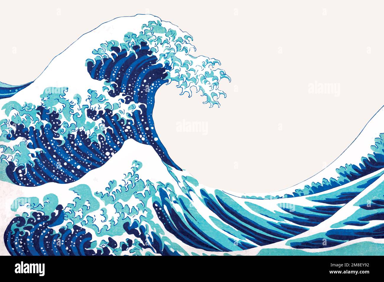 Vintage wave Japanese Vector Border, remix di opere d'arte di Katsushika Hokusai Illustrazione Vettoriale