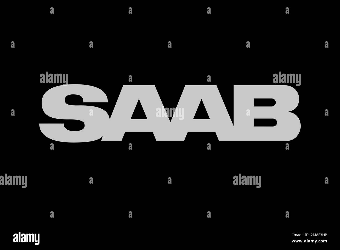 Saab automobili, logo, sfondo nero Foto Stock