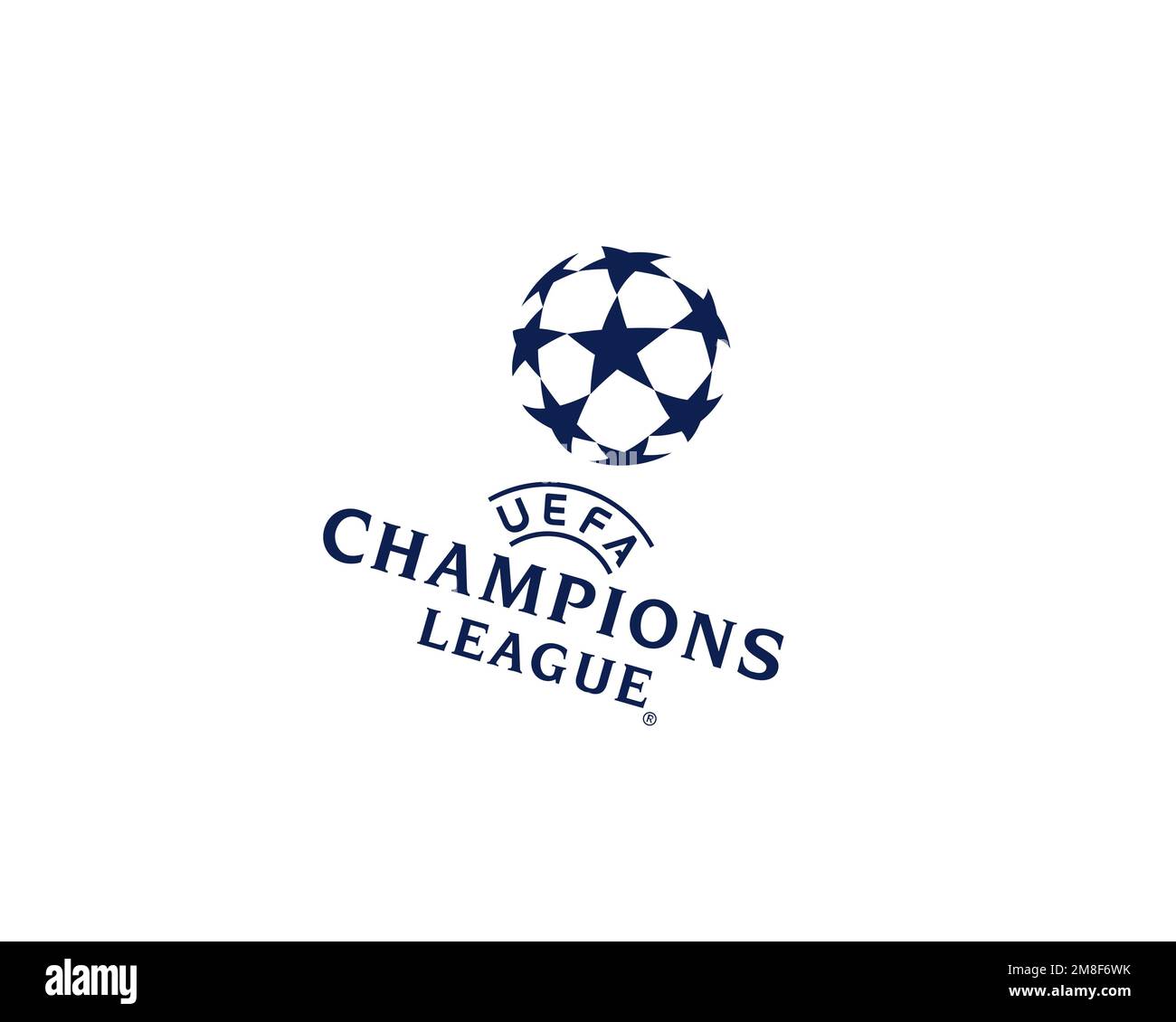 UEFA Champions League, logo ruotato, sfondo bianco B Foto Stock