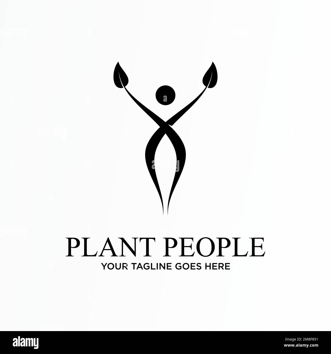 Corpo unico o umano con mano foglia o foglie immagine grafica icona logo disegno astratto concetto vettore stock. simbolo relativo alle persone o alla natura Illustrazione Vettoriale