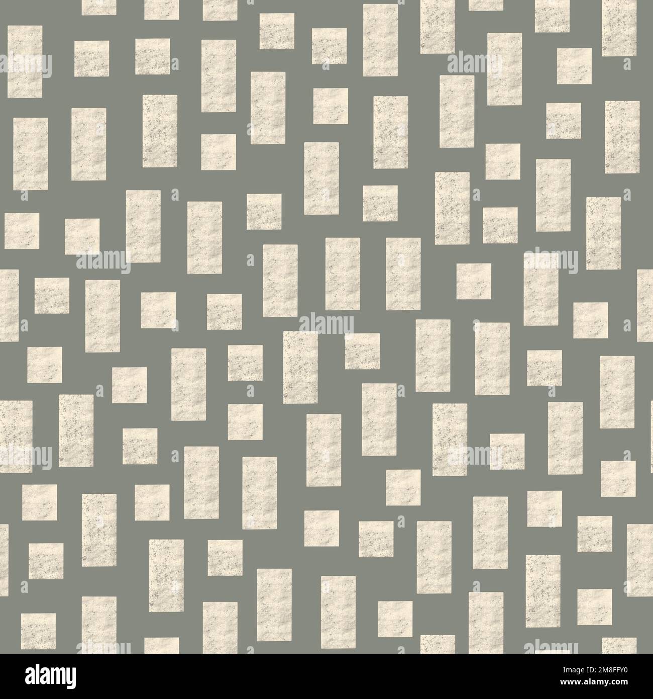 Motivo senza cuciture a strisce. Rettangoli e quadrati bianchi a trama su sfondo grigio. Stampa senza fine per stampe di abbigliamento, arredamento per interni, sfondi Foto Stock