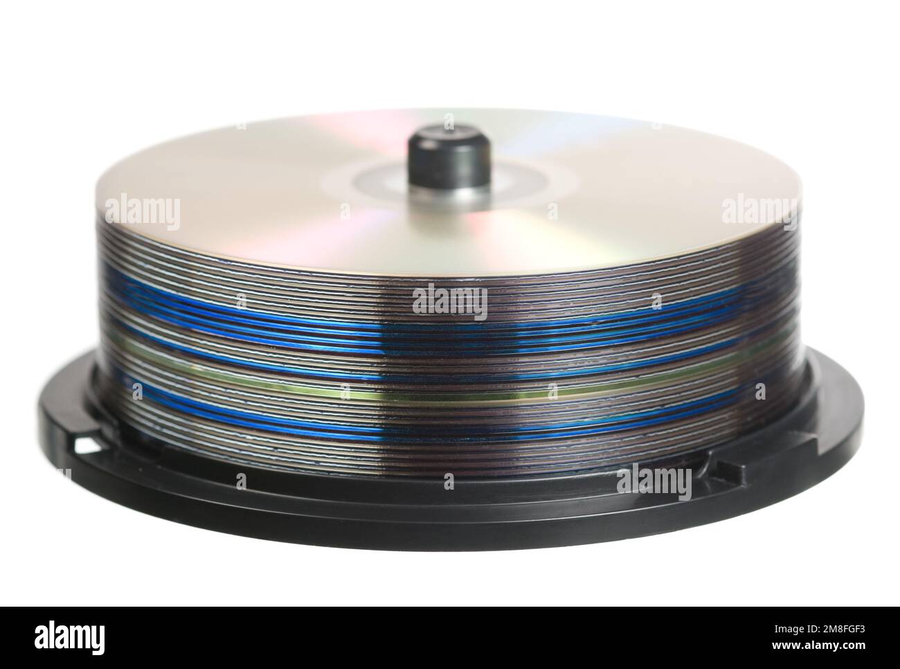 Una pila di dischi CD isolati su bianco Foto Stock