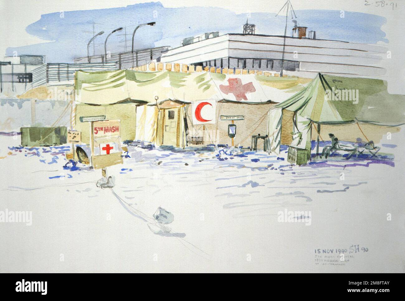 Illustrazione: '5th MASH Field Hospital'- artista: Sieger Hartgers numero di catalogo: 2.58.91. Paese: Sconosciuto Foto Stock