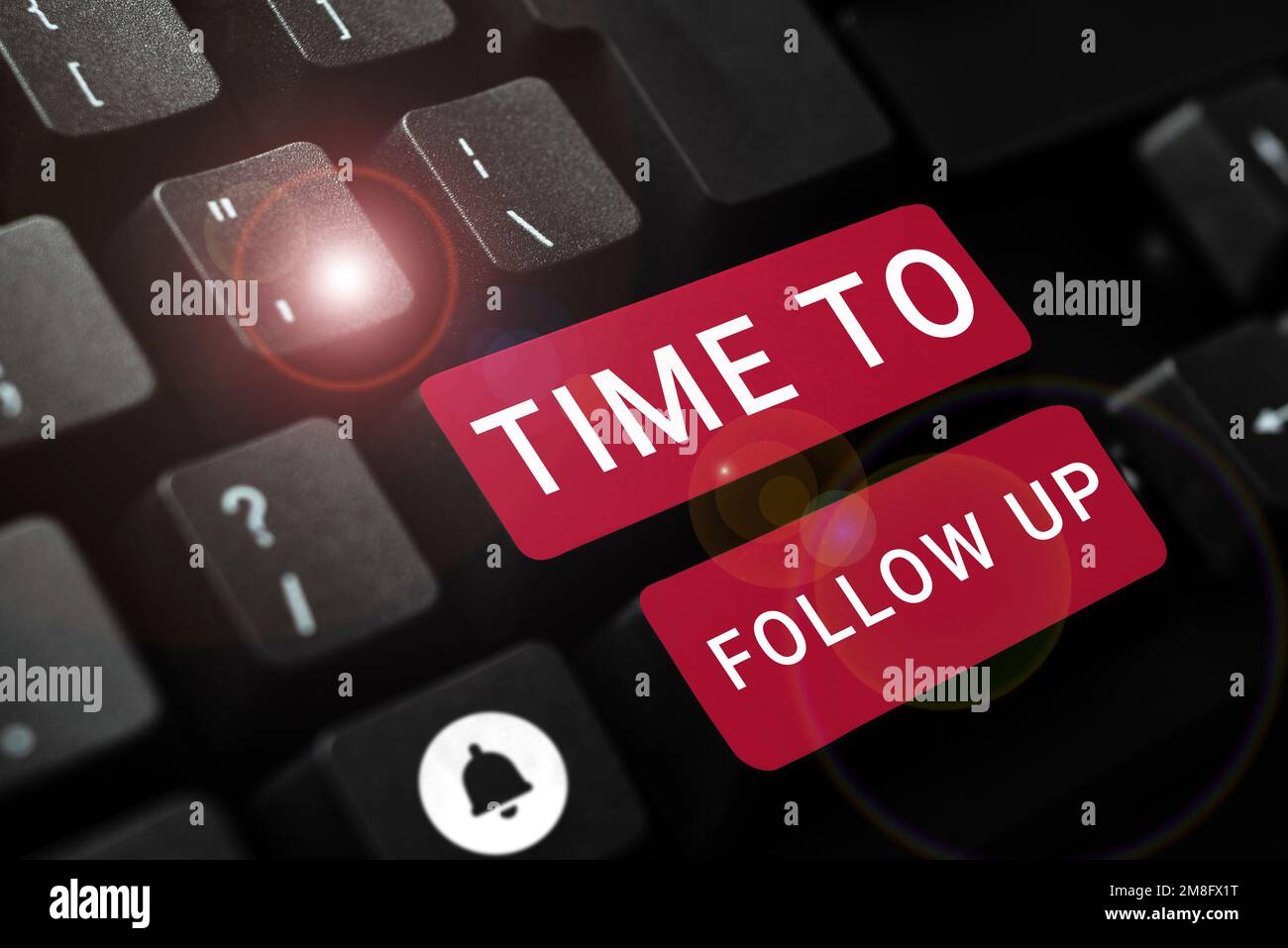 Testo che mostra il tempo di ispirazione per il follow-up. Parola per la richiesta del compito precedente o per la continuazione delle informazioni Foto Stock