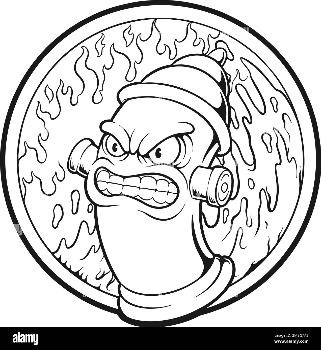 Arrabbiato fuoco flaming logo idrante mascotte silhouette vettoriale illustrazioni per il tuo logo di lavoro, merchandise t-shirt, adesivi e disegni di etichette, poster Illustrazione Vettoriale
