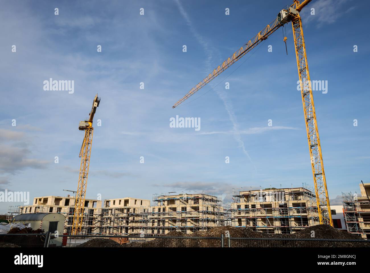 BEDBURG, Renania settentrionale-Vestfalia, Germania - costruzione residenziale, nuova costruzione di edifici residenziali multifamiliari, nuovo progetto di costruzione, Foto Stock