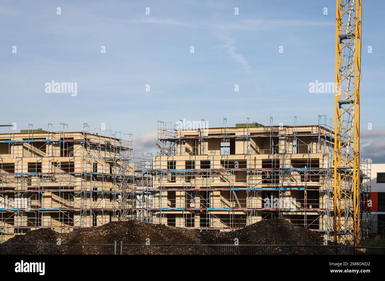BEDBURG, Renania settentrionale-Vestfalia, Germania - costruzione residenziale, nuova costruzione di edifici residenziali multifamiliari, nuovo progetto di costruzione, Foto Stock