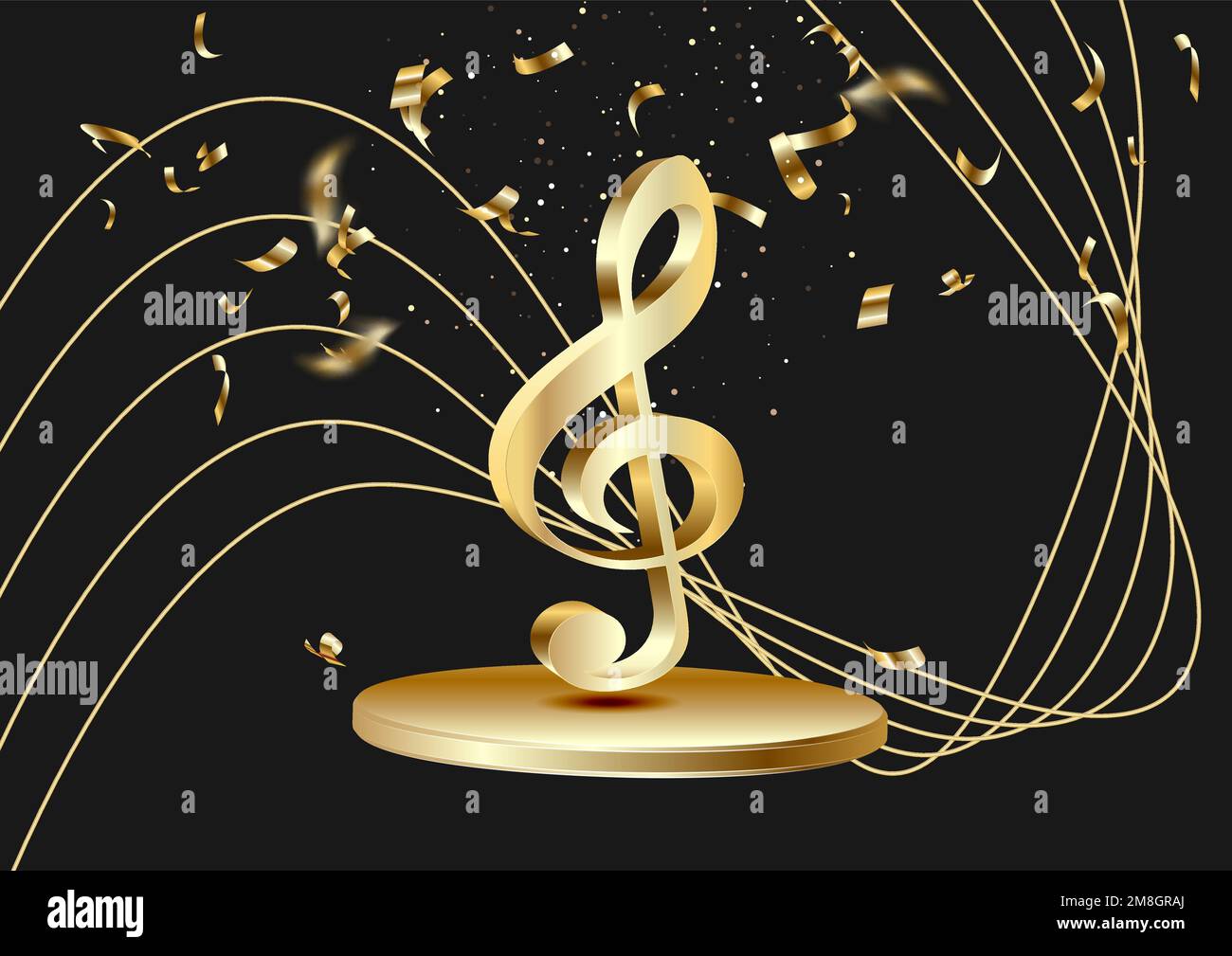 Note Musicali Oro Vettoriali, Illustrazioni e Clipart