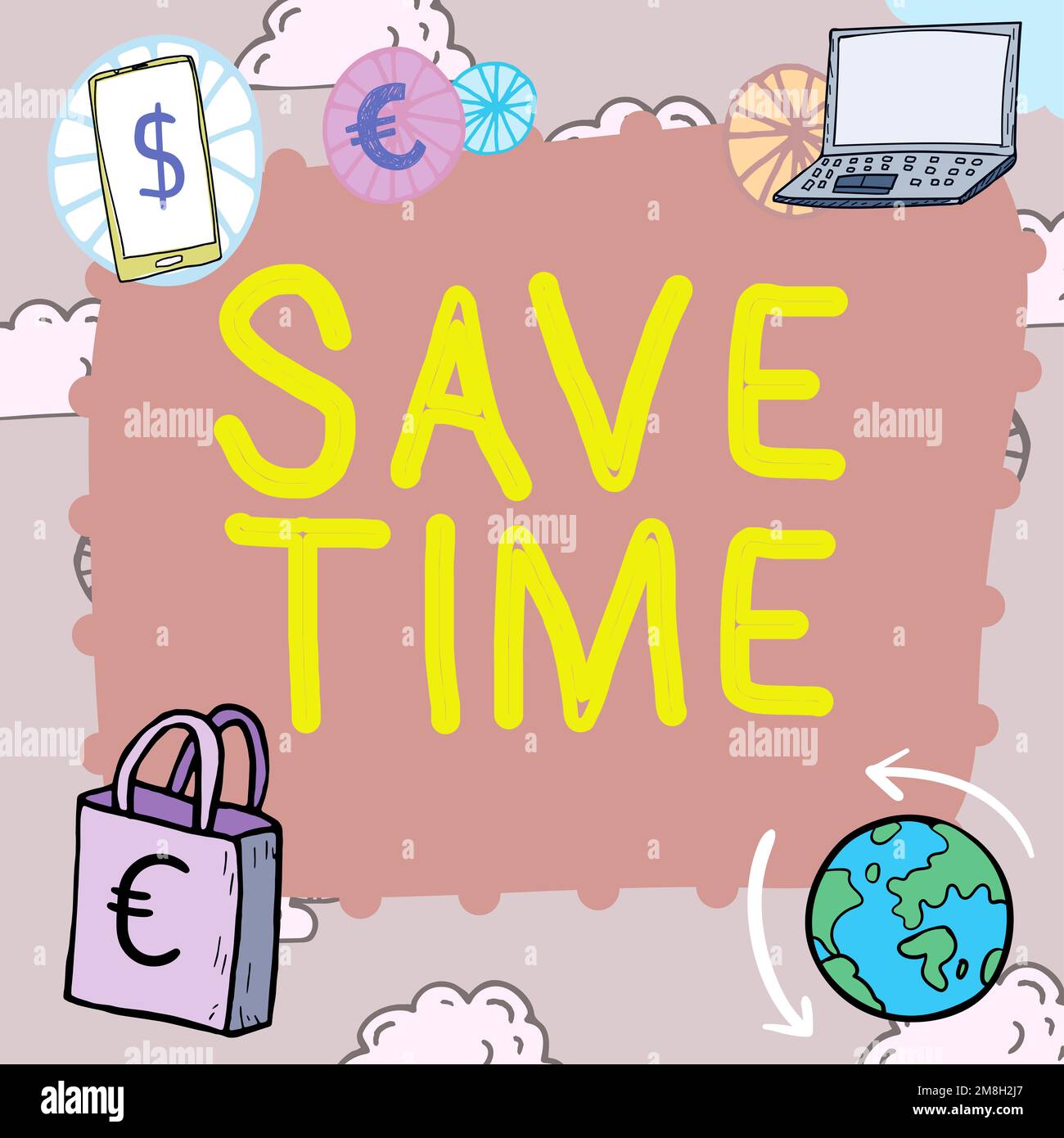 Scrittura visualizzazione testo Salva tempo. Parola per fare qualcosa più efficientemente tale che meno tempo è richiesto Foto Stock