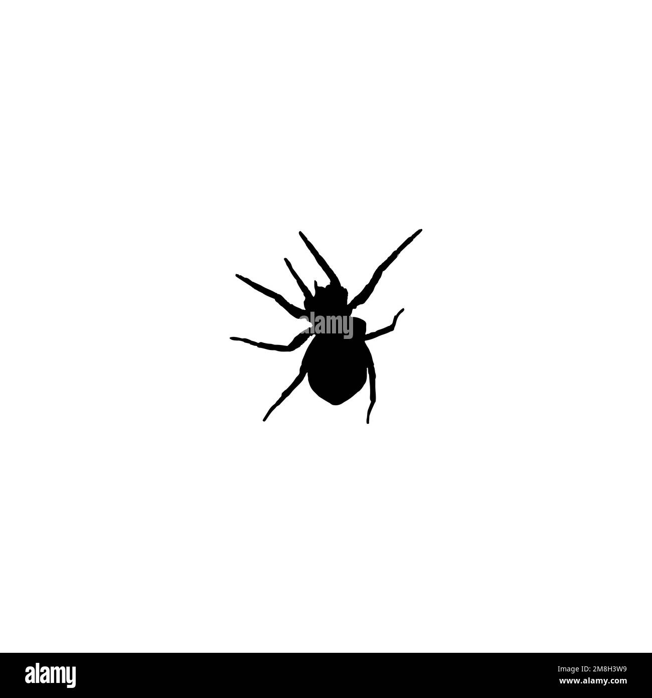 Icona a forma di ragno. Stile semplice Halloween poster di sfondo simbolo. Elemento di design del logo del marchio Spider. Stampa di magliette a ragno. Vettore per adesivo. Illustrazione Vettoriale