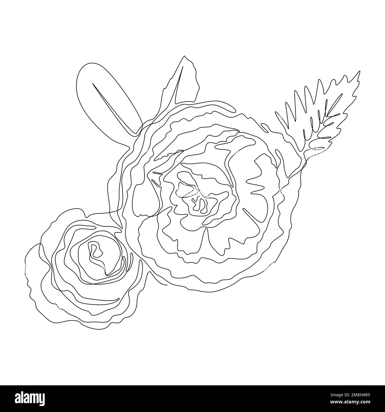 Una linea continua di Rose Flower. Concetto di vettore di illustrazione a linea sottile. Disegno di contorno idee creative. Illustrazione Vettoriale