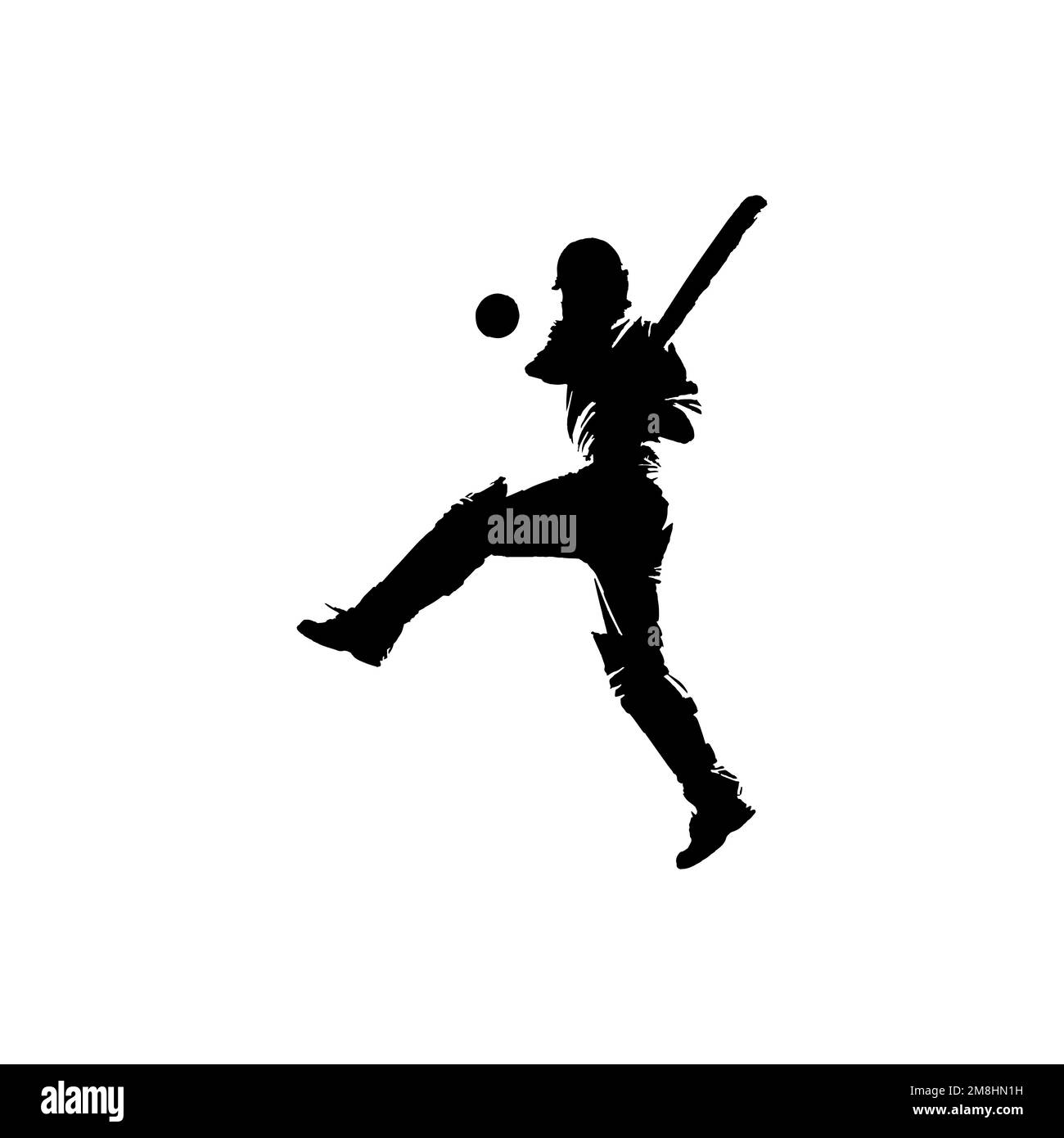 Icona del giocatore di cricket. Simbolo di sfondo del poster del torneo di cricket in stile semplice. Elemento di design del logo del marchio del giocatore di cricket. T-shirt dei printi per il giocatore di cricket Illustrazione Vettoriale