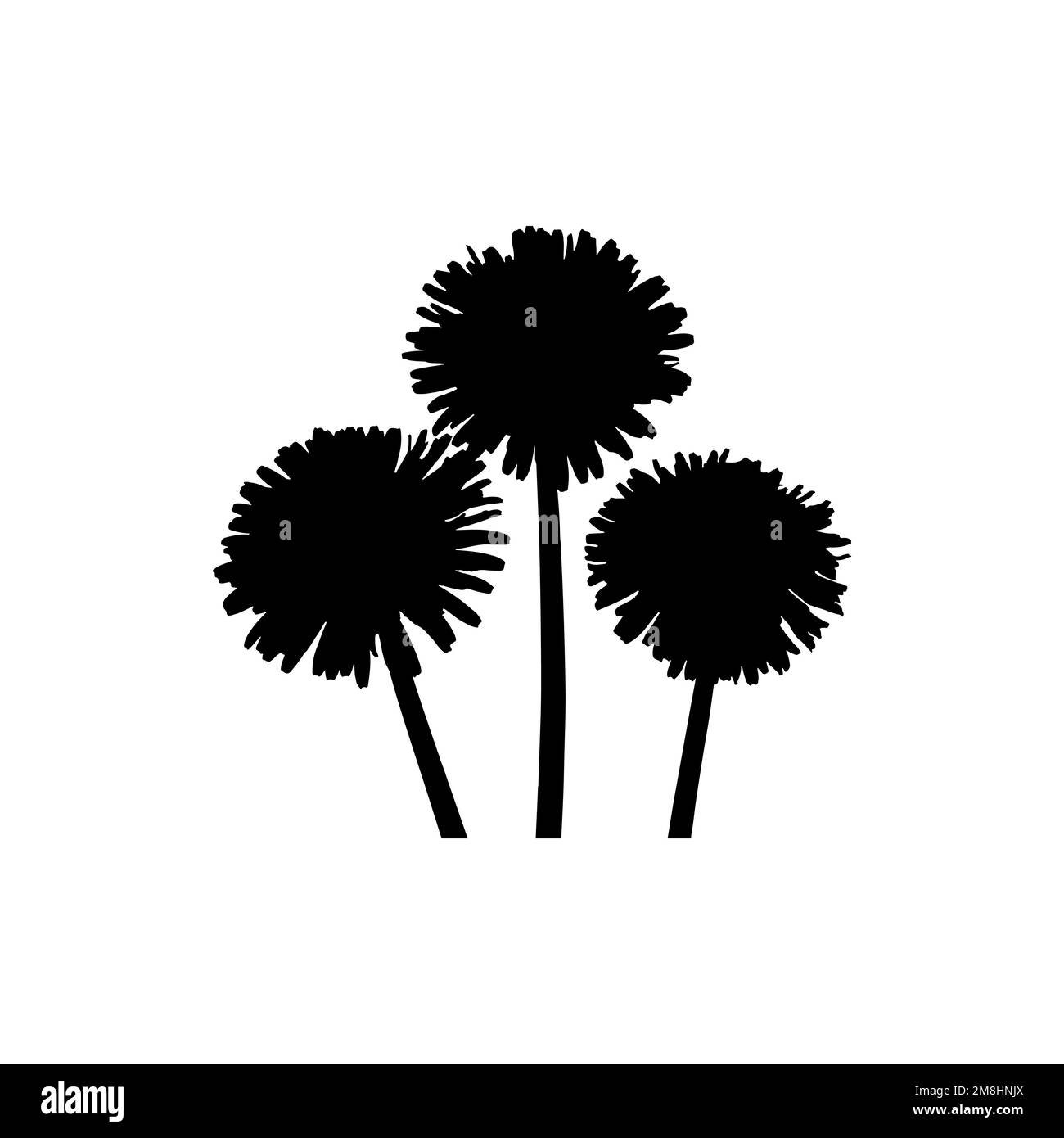 Icona dente di leone. Semplice stile San Valentino poster sfondo simbolo. Elemento di design del logo del marchio Dandelion. Stampa di T-shirt Dandelion. Illustrazione Vettoriale