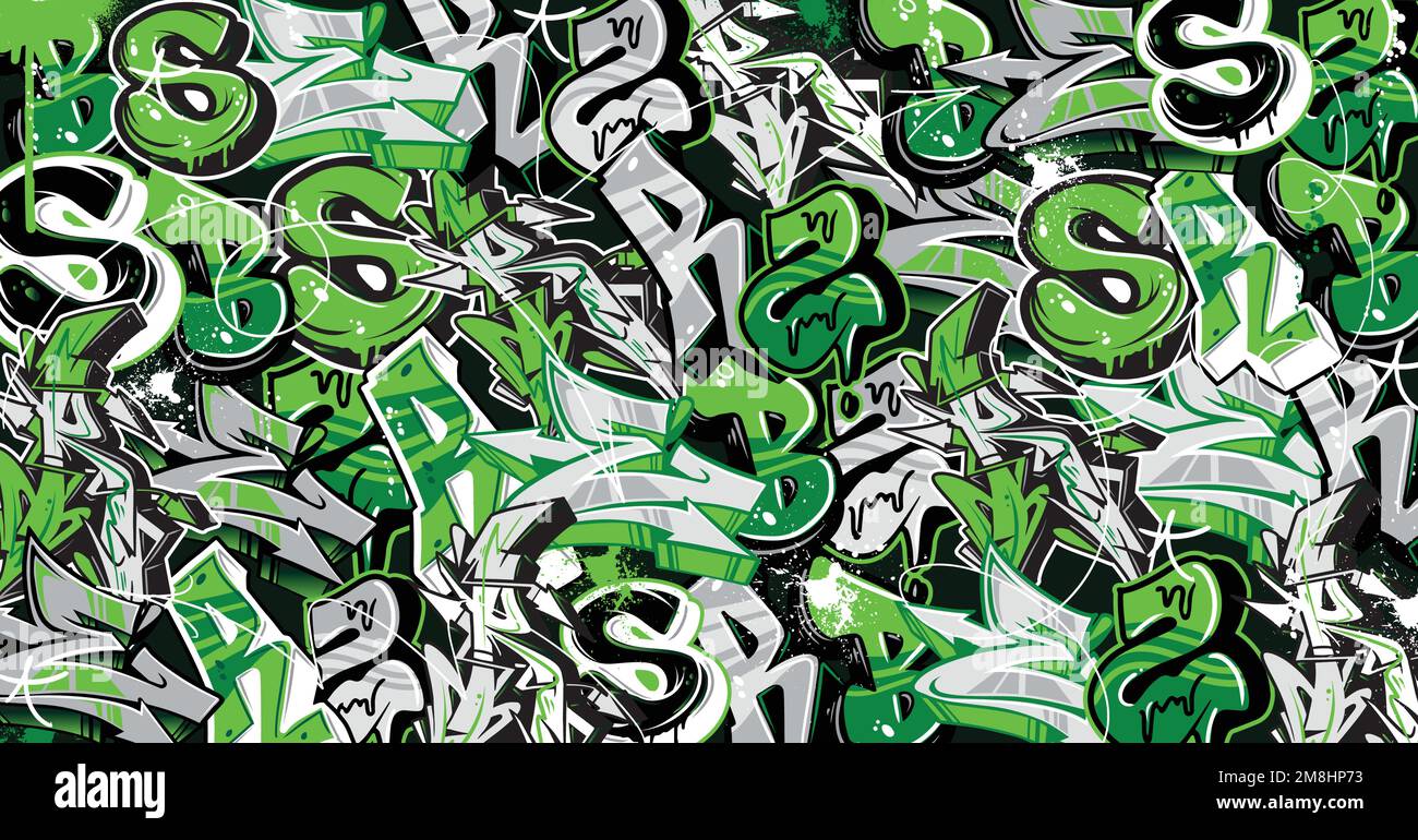 Colorato Graffiti Wall Art sfondo Street Art Hip-Hop Urban Vector Illustrazione sfondo. Perfetto sfondo di grafica graffiti Illustrazione Vettoriale