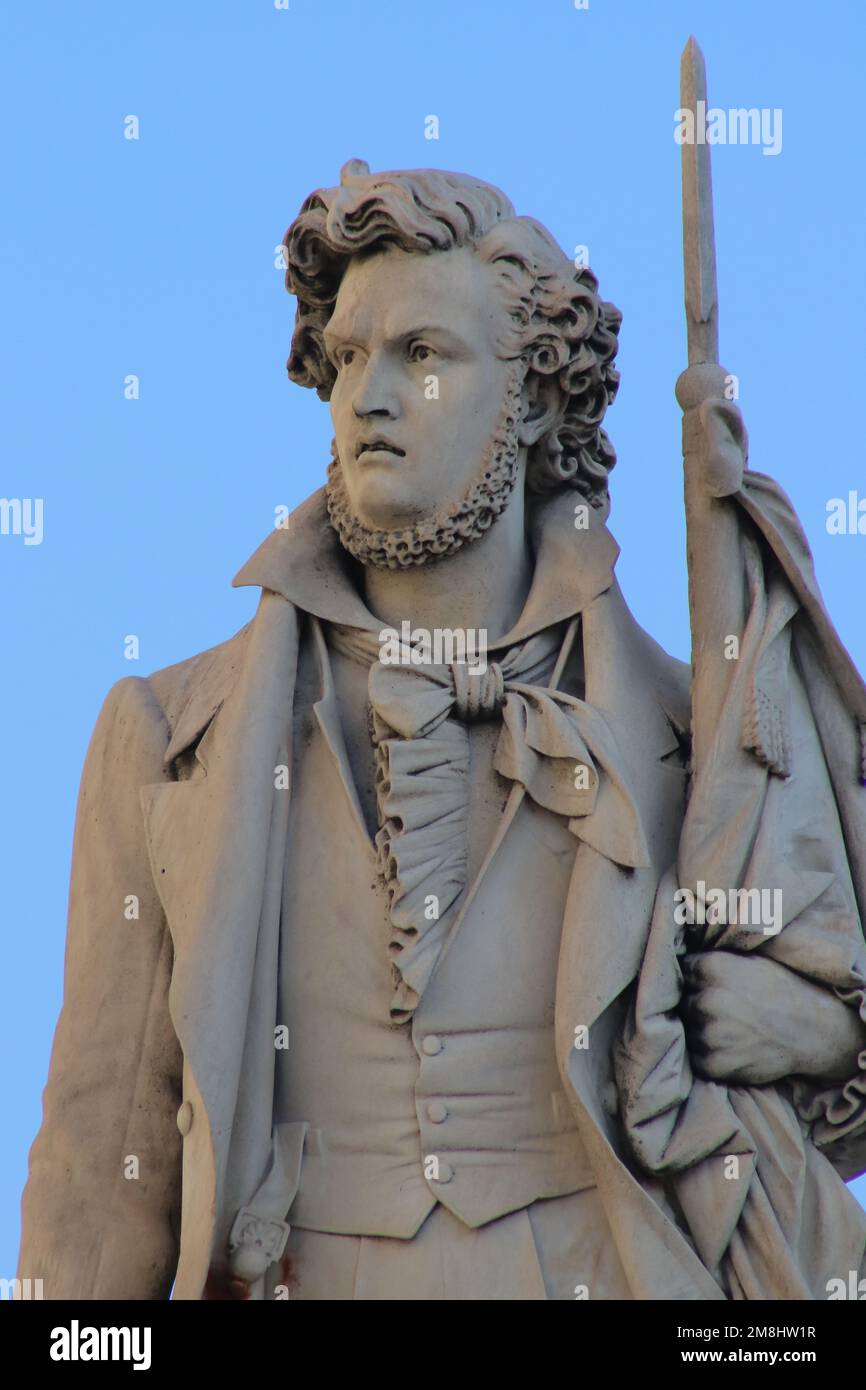 Modena, Italia, monumento di Ciro Menotti, patriota italiana, 1817, figura storica italiana Foto Stock