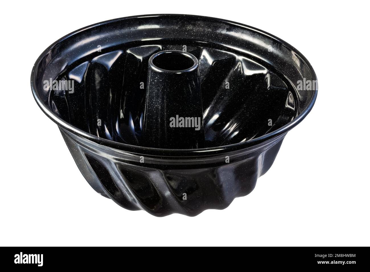 Primo piano di una teglia isolata per una torta ad anello chiamata Gugelhupf Foto Stock