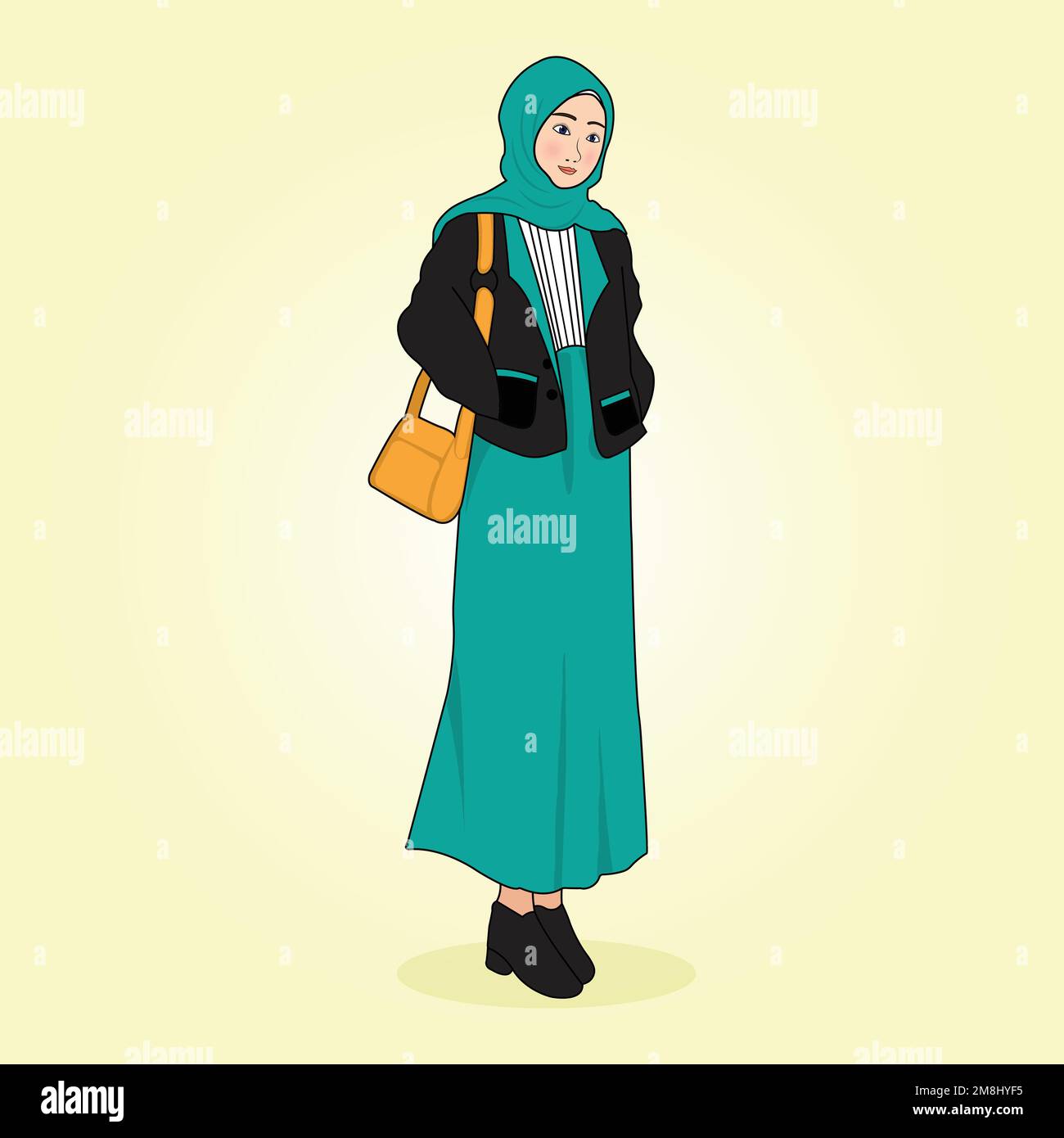 Donna musulmana in pieno corpo hijab Illustrazione Vettoriale