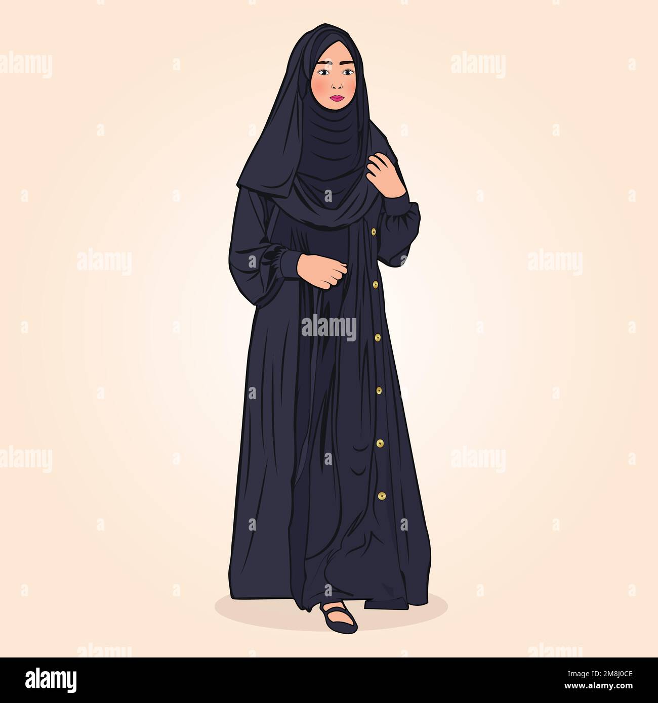 Ragazza araba in abito hijab carattere Illustrazione Vettoriale