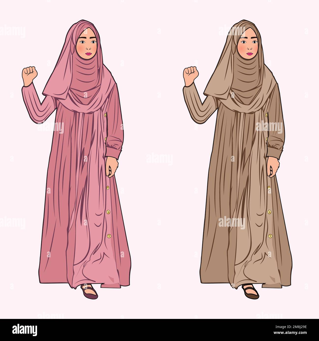 Illustrazione del carattere della ragazza in abito hijab Illustrazione Vettoriale