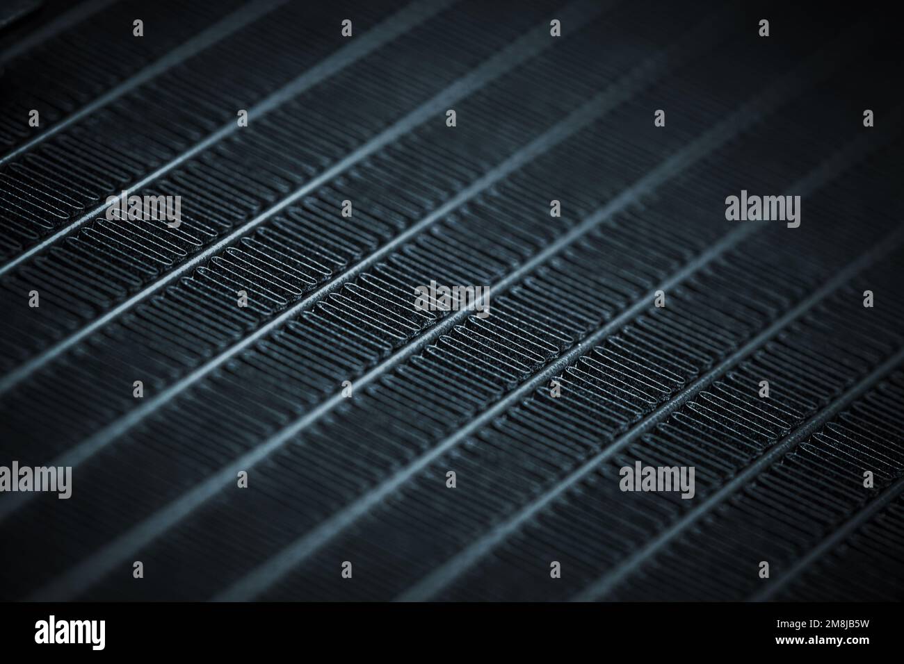 Computer CPU raffreddamento metallo fatto radiatori primo piano. Apparecchiature per la rimozione del calore. Foto Stock