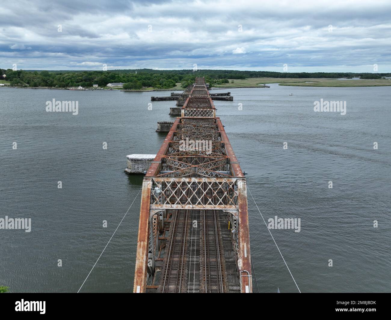 Vecchio ponte Saybrook nel Connecticut. E' un ponte ferroviario. Foto Stock